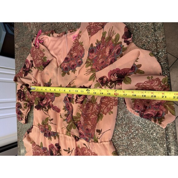 Betsey Johnson Women’s Rose Print Ruffle Cap Sleeve Wrap Midi Dress size8 - Picture 12 of 16